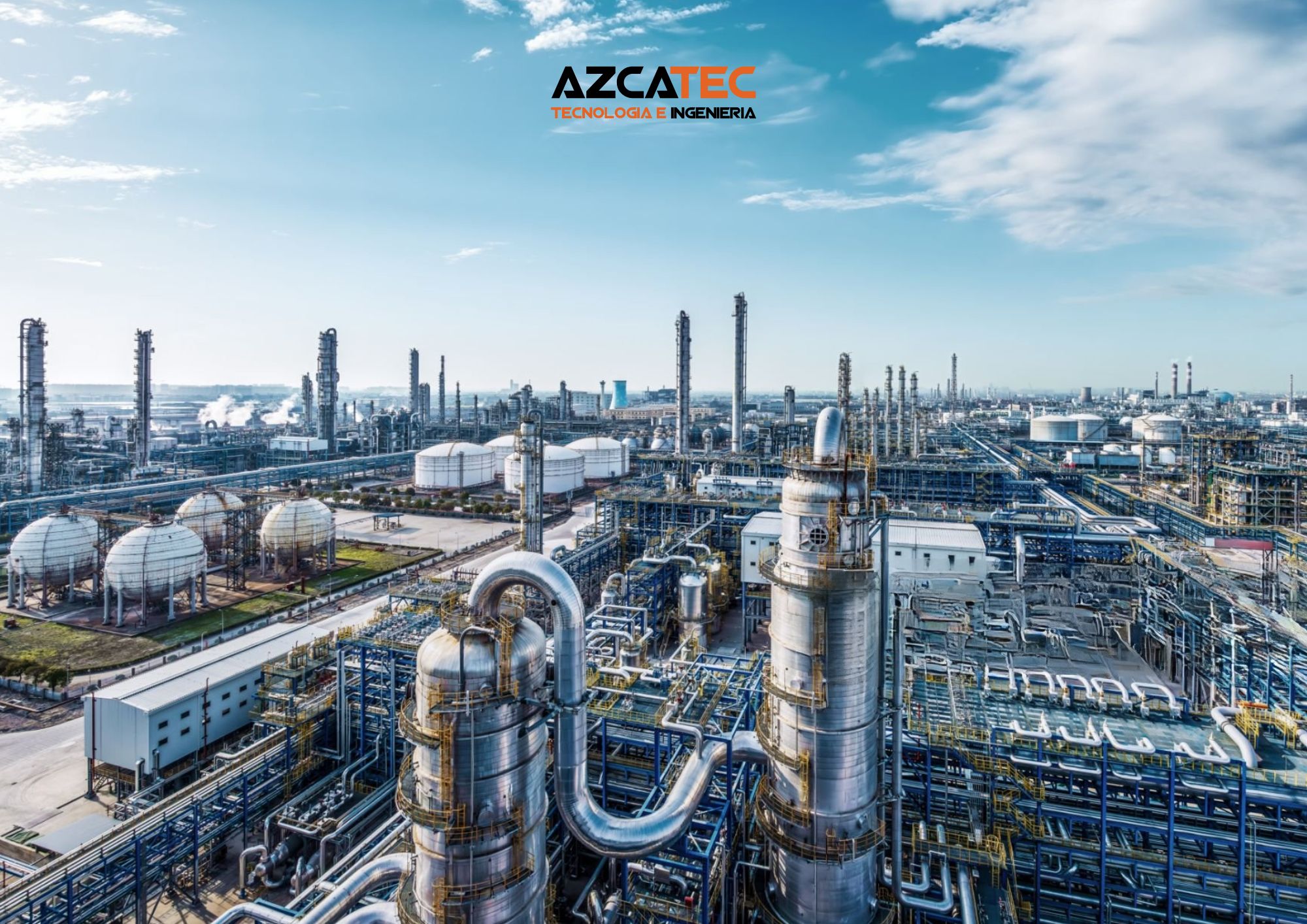 Ingeniero de Azcatec (Owner's Engineer) supervisando en obra la instalación de un reactor de planta química de fertilizantes.